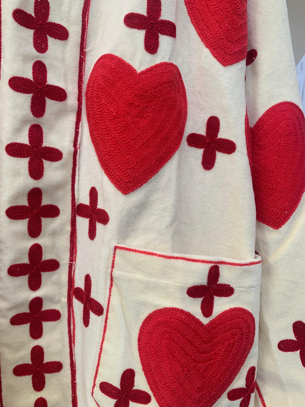 Handmade Heart & Cross Velvet Kimono Jacket