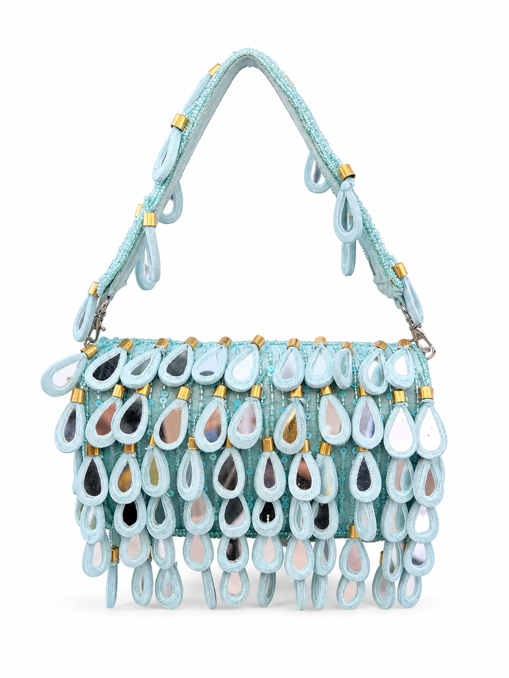 Bohemian Luxe Flap Bag: Turqoise Mirror Tassels