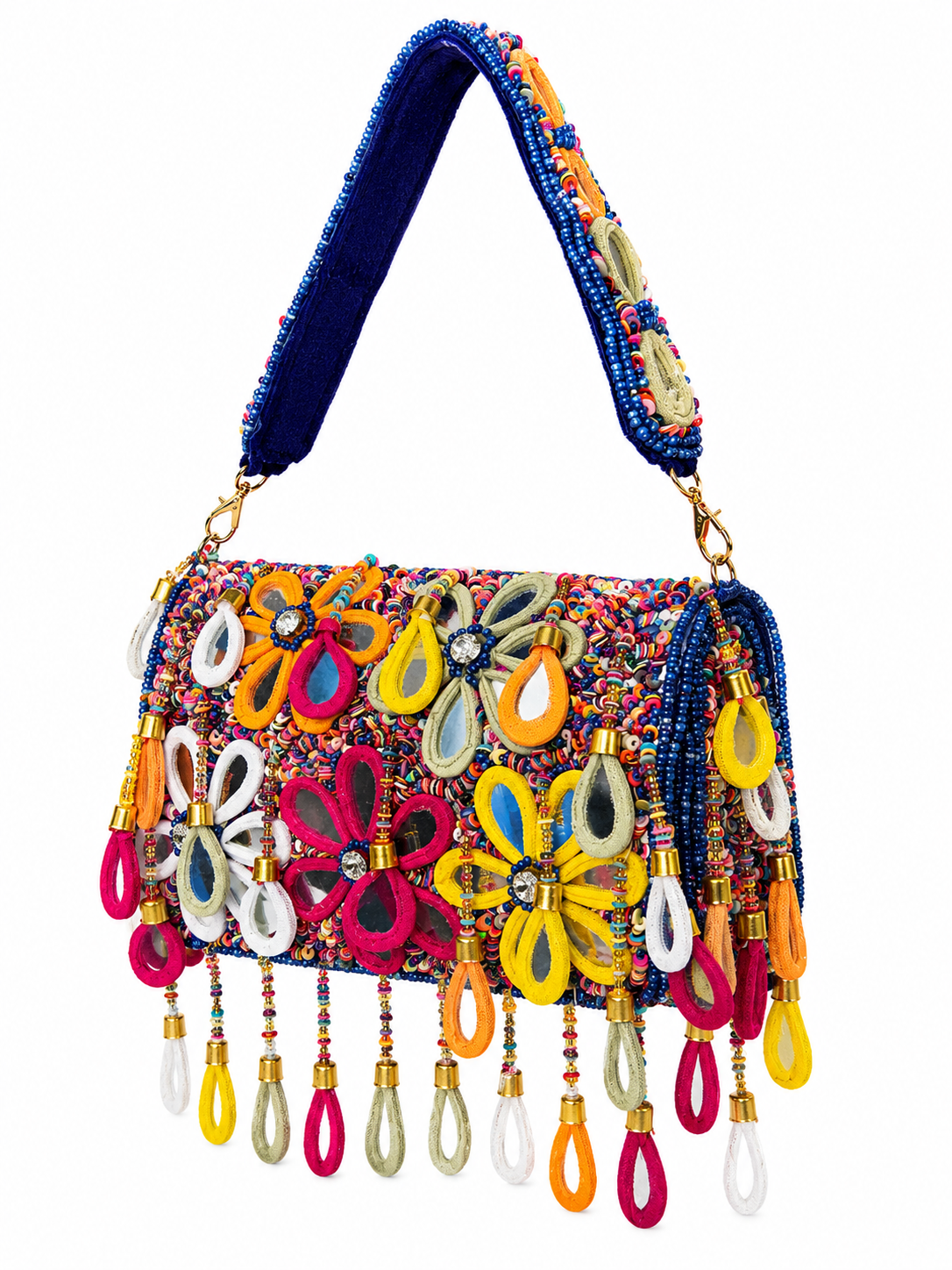 Wild Bloom Flap Bag in Electric Blue- NEW STYLE