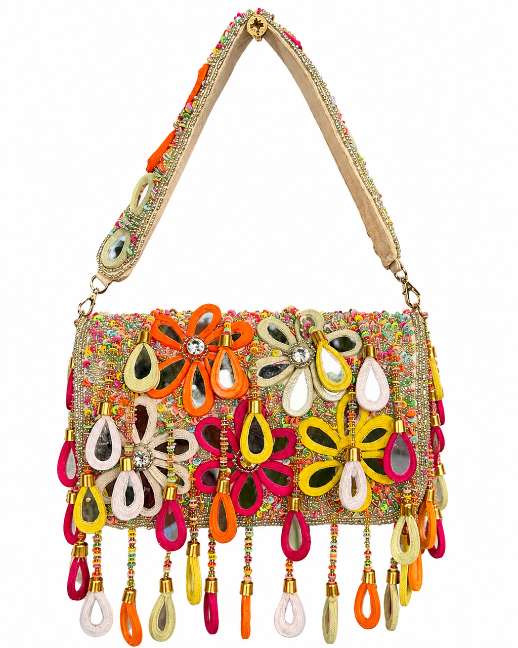 Wild Bloom Flap Bag in Silver - NEW STYLE