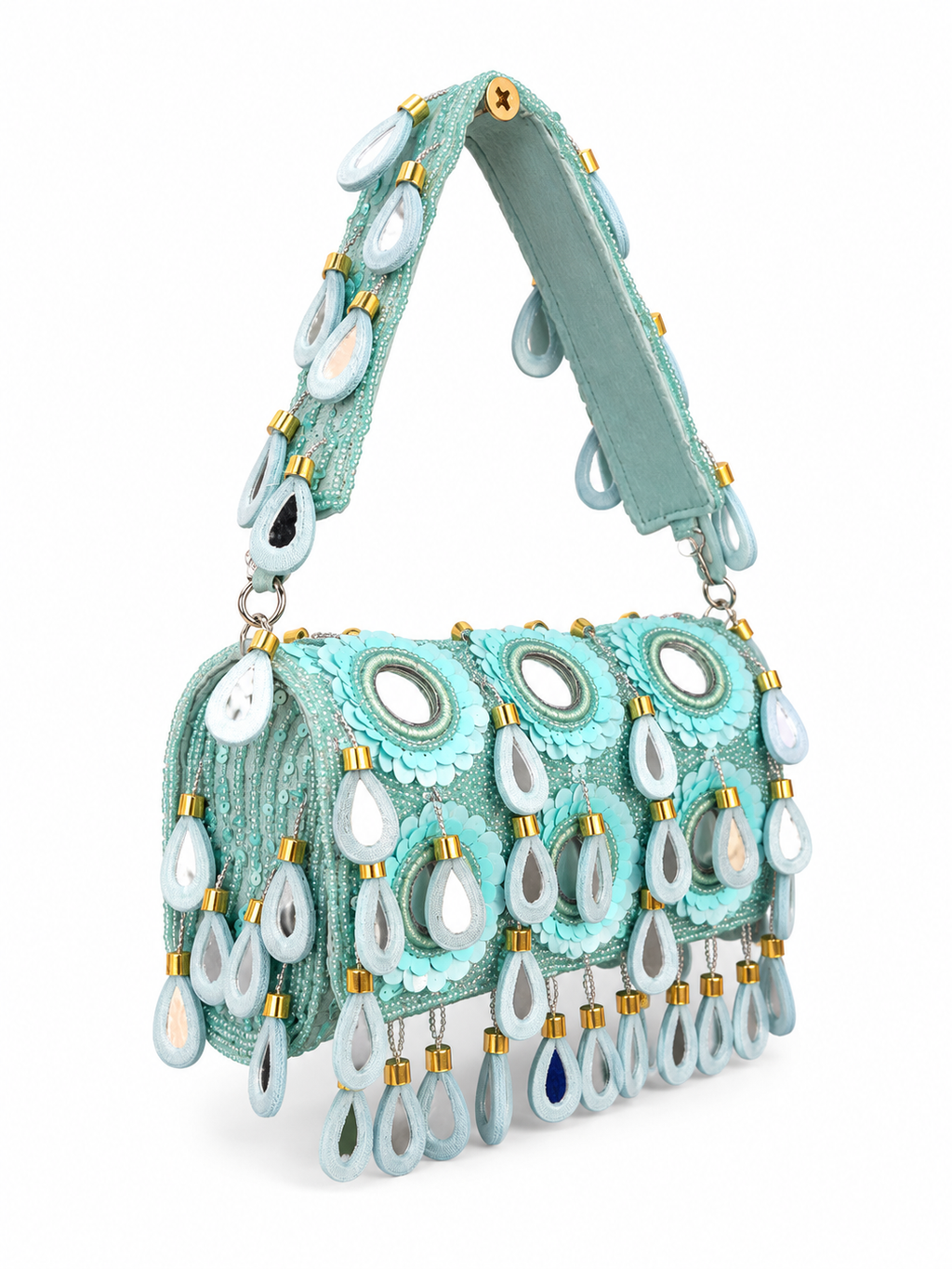Mirror Bloom Flap Bag in Turquoise- NEW STYLE