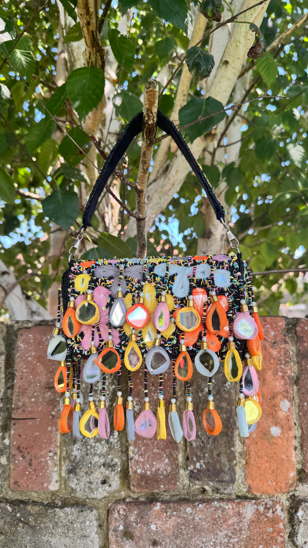 Bohemian Suede Velvet Flap Bag: Multi-Color Mirror Tassels