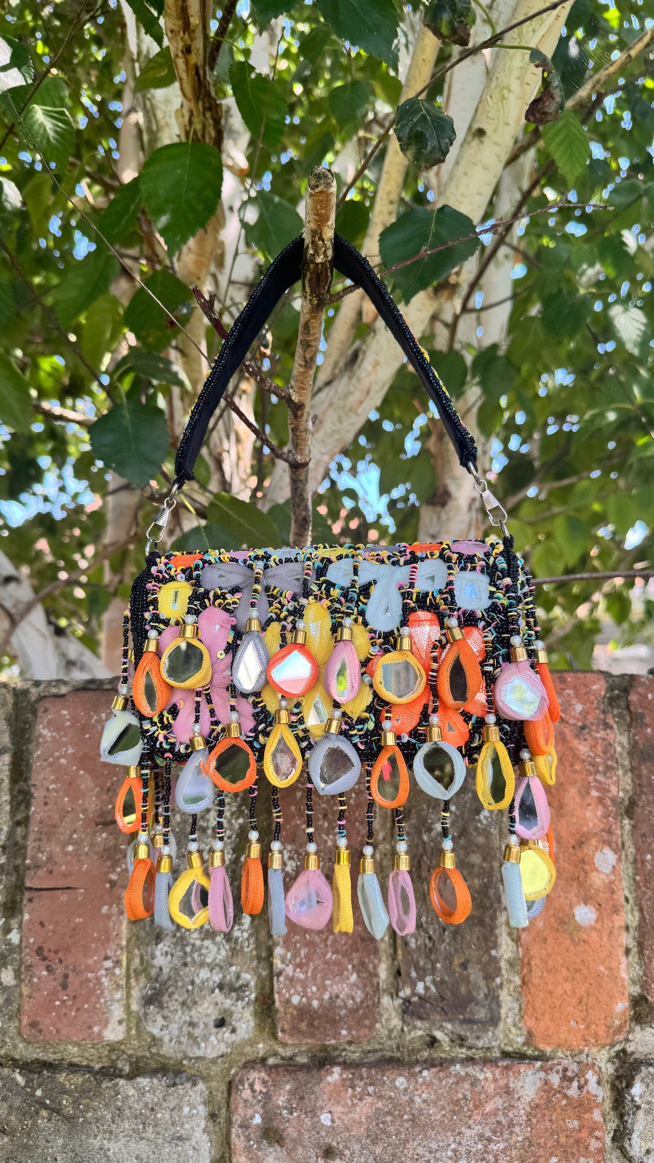 Bohemian Suede Velvet Flap Bag: Multi-Color Mirror Tassels