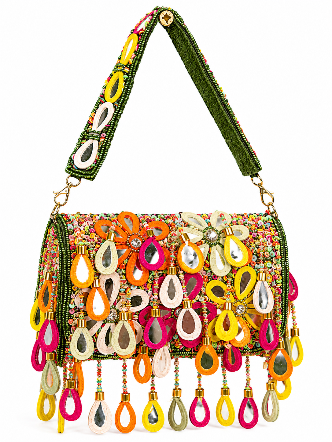 Wild Bloom Flap Bag in Green- NEW STYLE