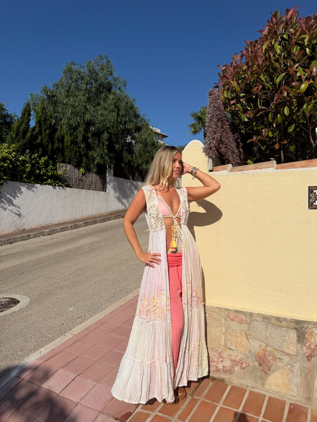 Boho Embellished Beachwear Kimono Cover- Up