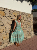 Sienna Dress - Turquoise Embellished Boho Maxi Dress