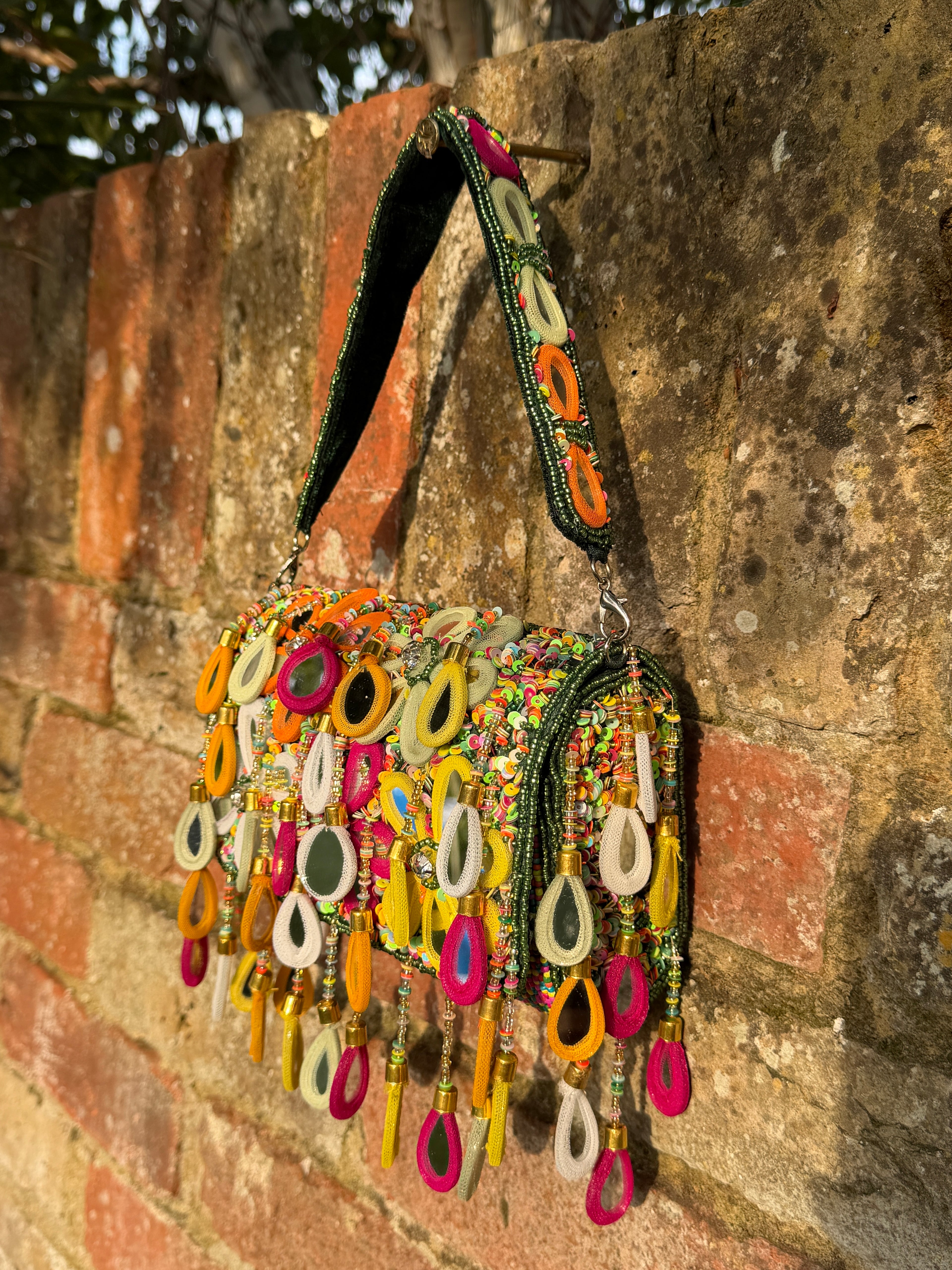 Wild Bloom Flap Bag in Green- NEW STYLE