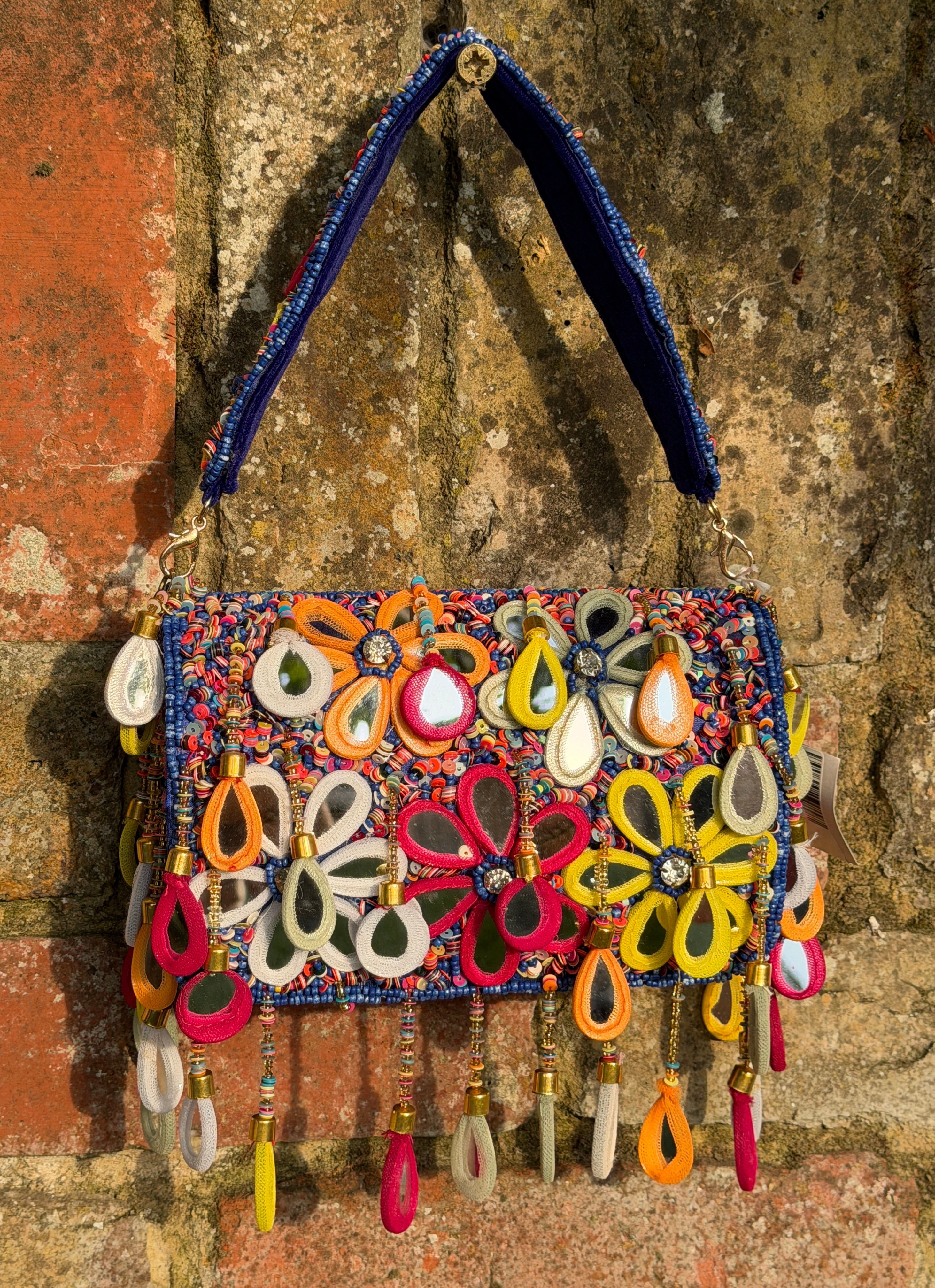 Wild Bloom Flap Bag in Electric Blue- NEW STYLE