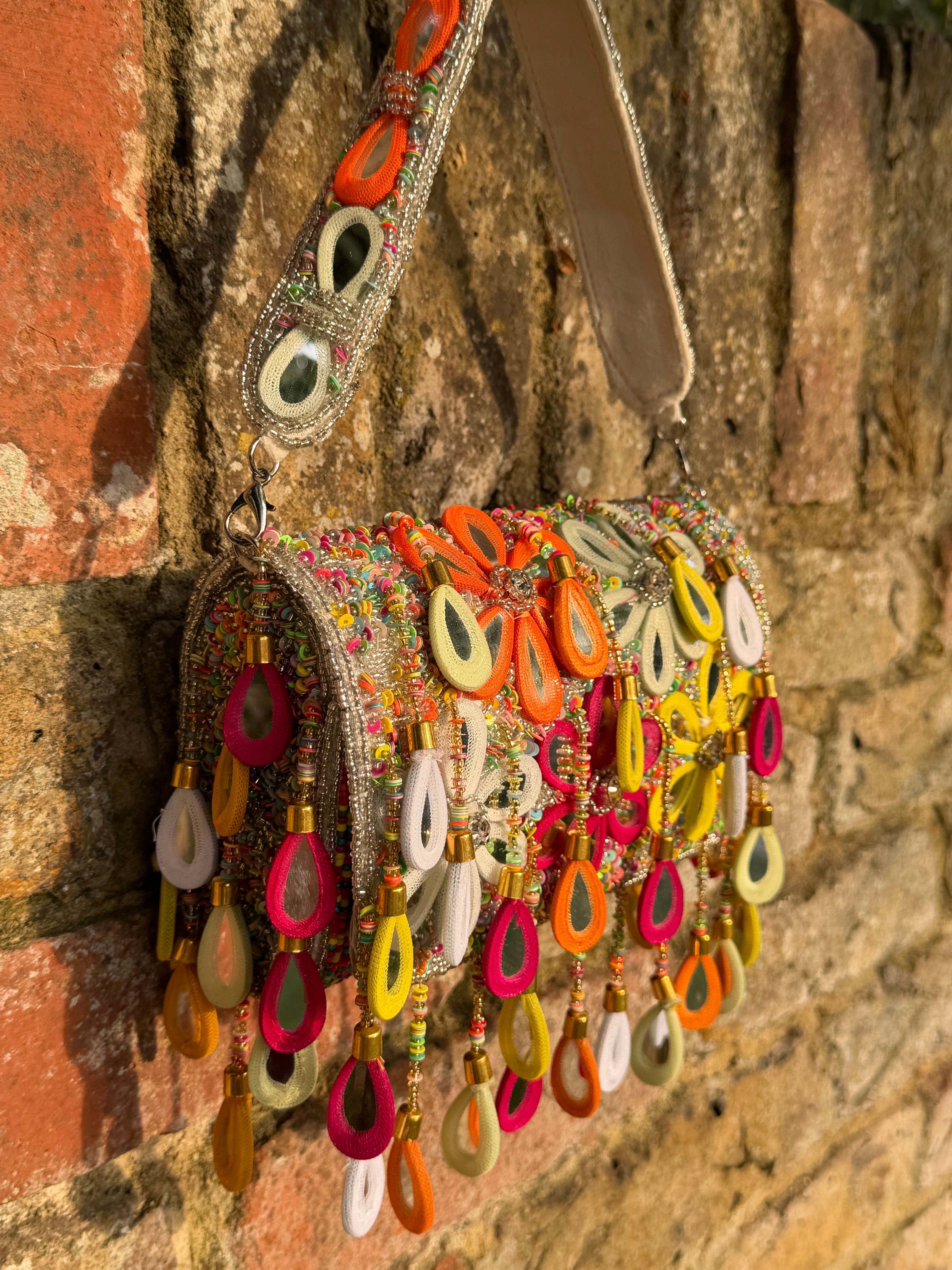 Wild Bloom Flap Bag in Silver - NEW STYLE