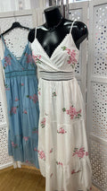 White Cotton Floral Embroidered Midi Dress – Lightweight Summer Dress for Women