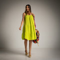 Tropical Green Cotton Midi Dress