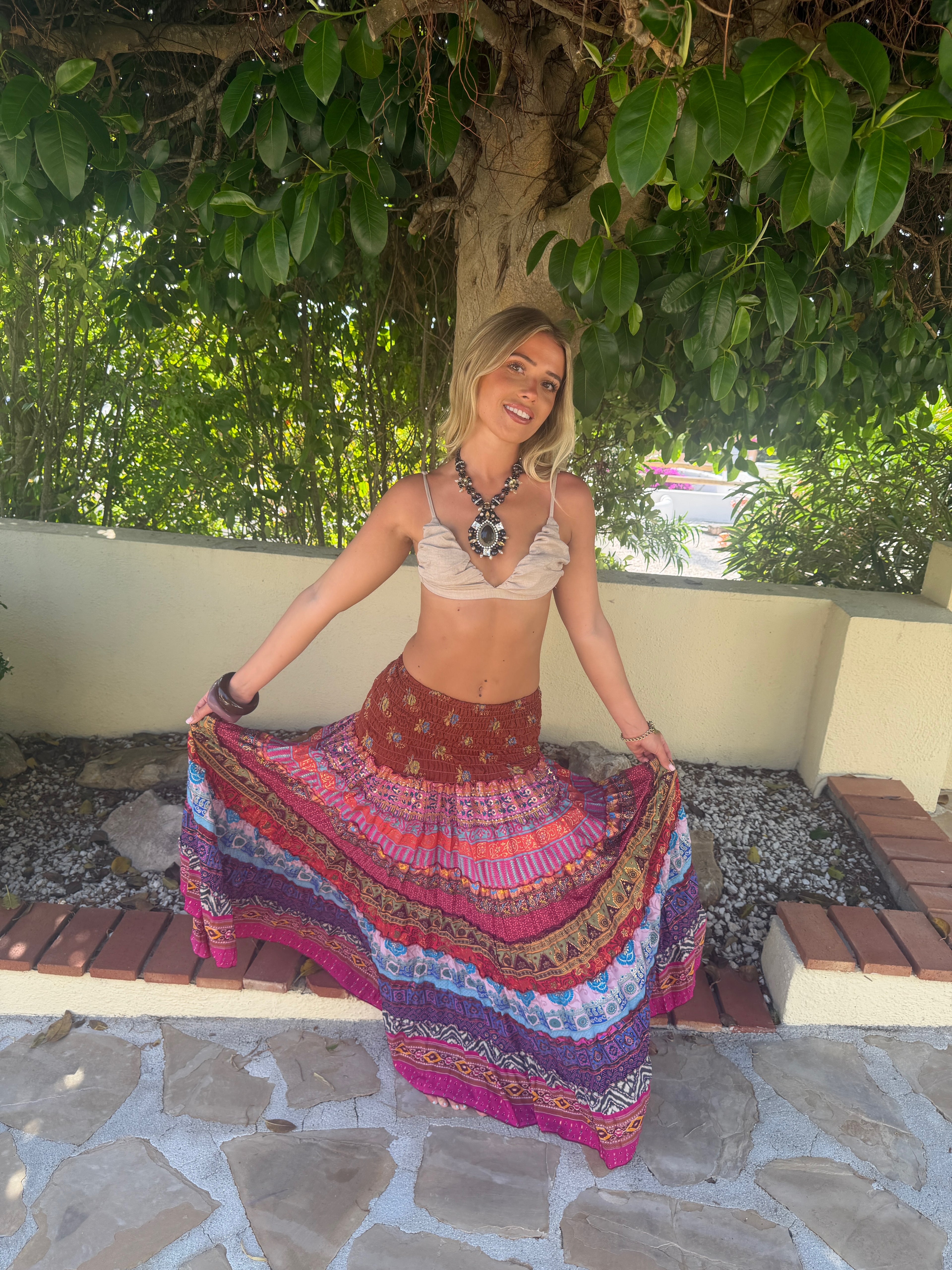 Technicolor Dream Skirt- Boho Hippie Festival Fashion