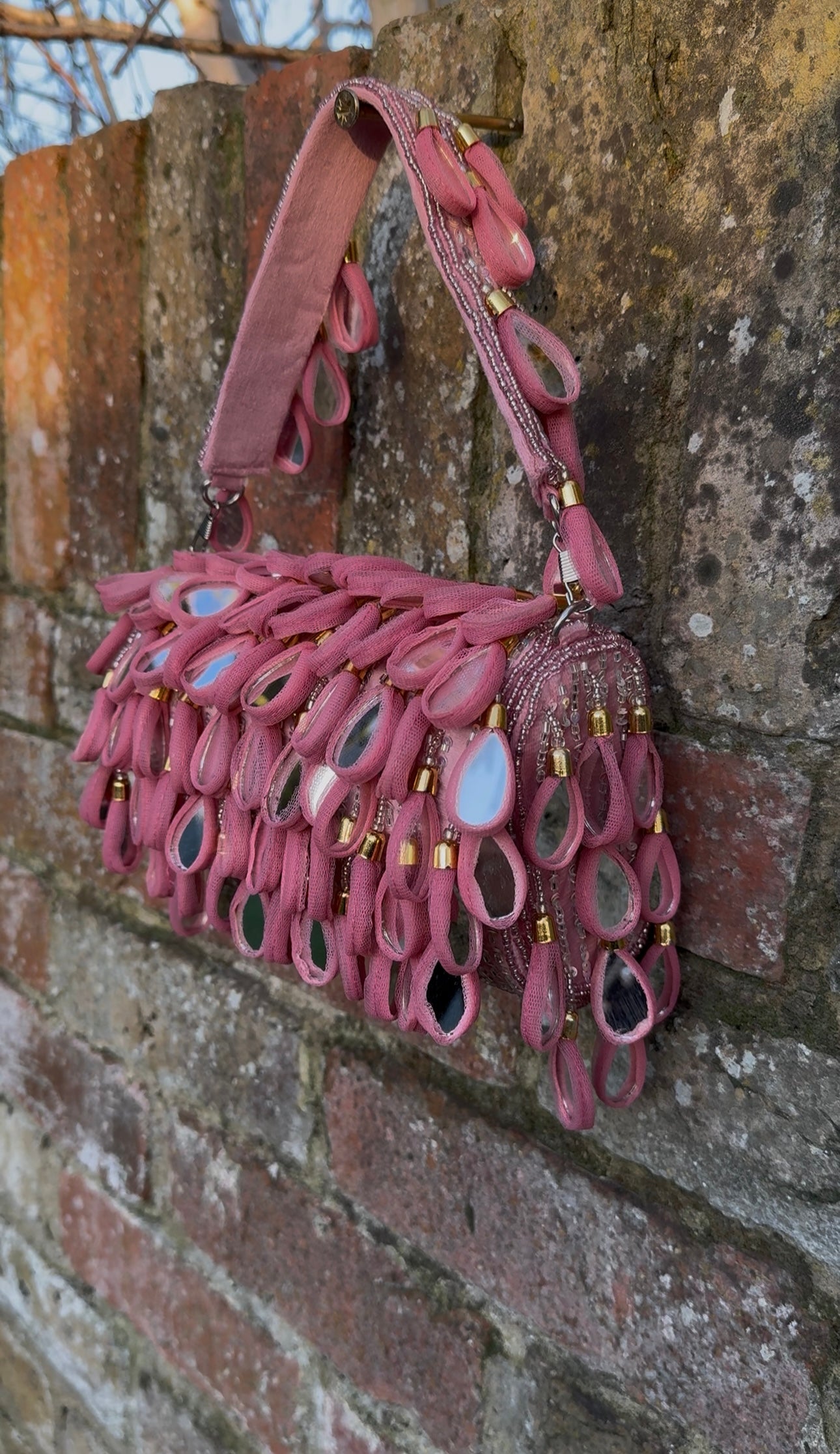 Bohemian Luxe Flap Bag: Pink Mirror Tassels