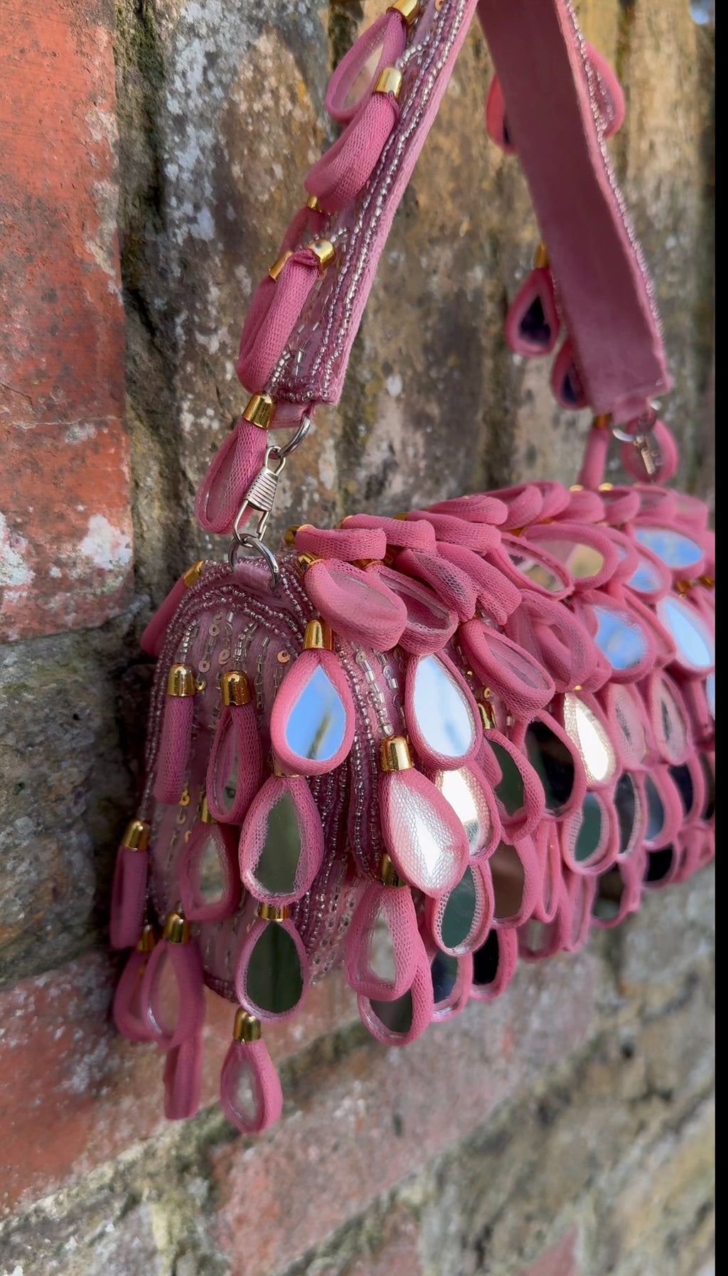 Bohemian Luxe Flap Bag: Pink Mirror Tassels