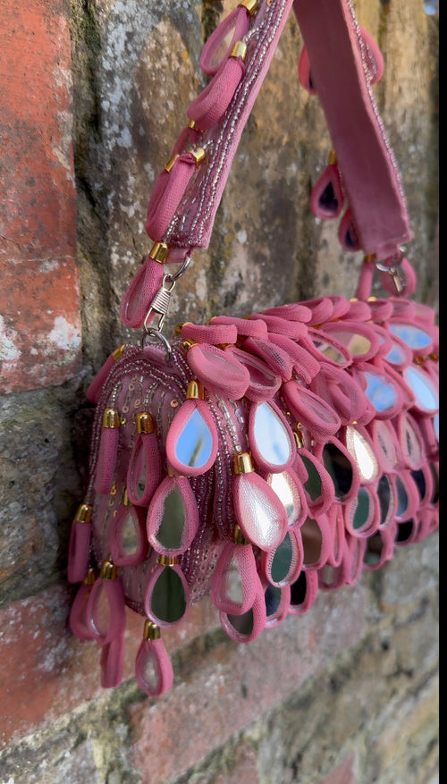 Bohemian Luxe Flap Bag: Pink Mirror Tassels