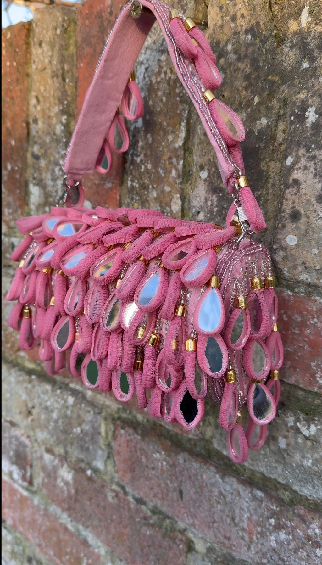 Bohemian Luxe Flap Bag: Pink Mirror Tassels