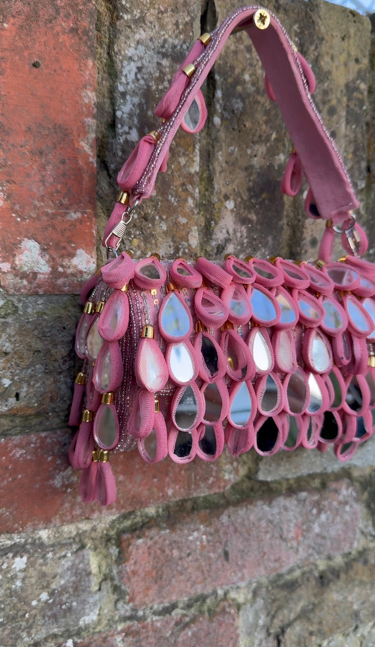 Bohemian Luxe Flap Bag: Pink Mirror Tassels