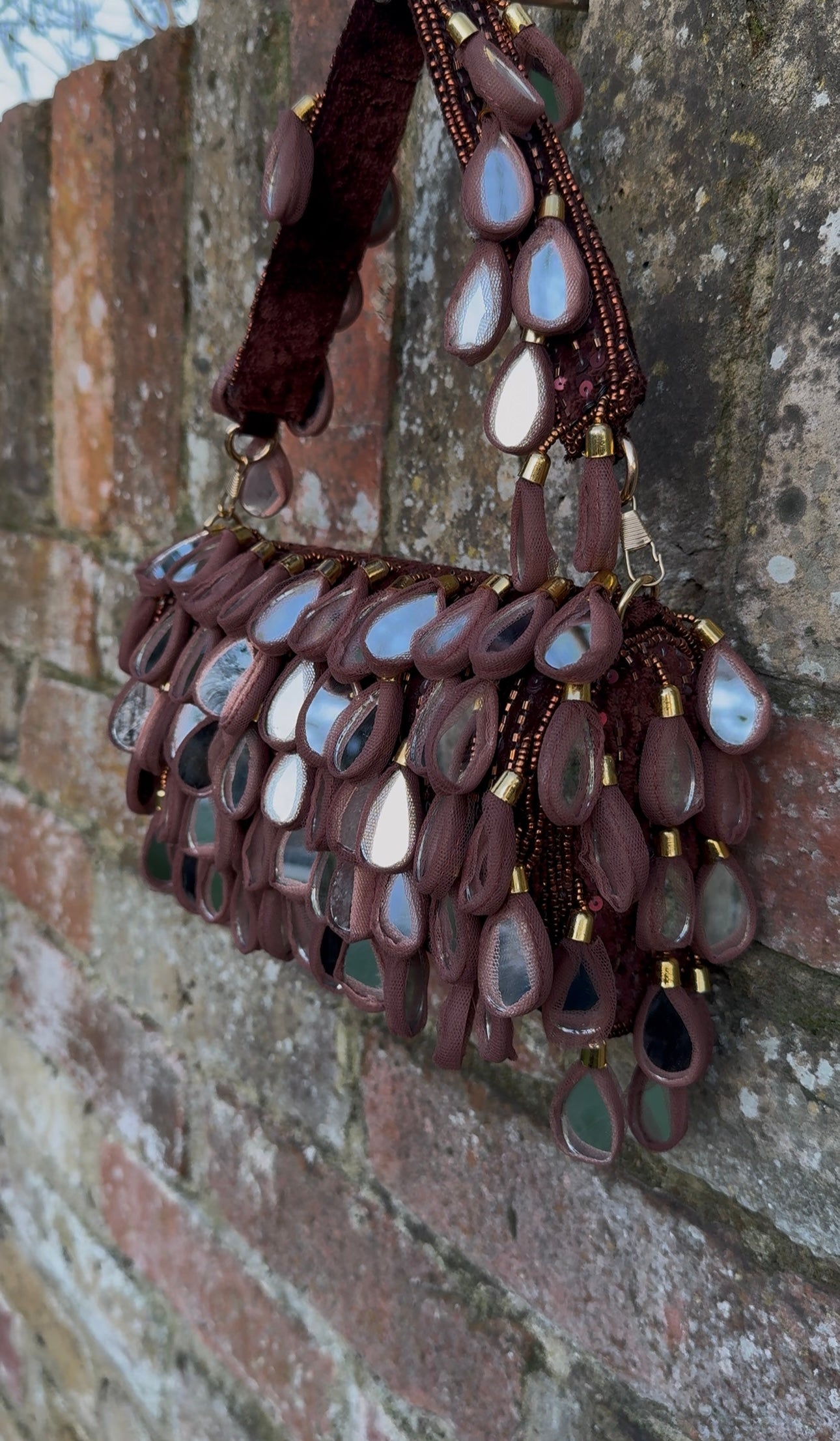 Bohemian Luxe Flap Bag: Espresso Brown Mirror Tassels