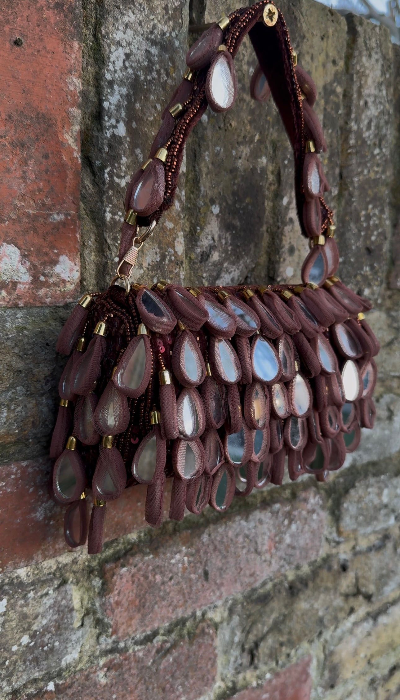 Bohemian Luxe Flap Bag: Espresso Brown Mirror Tassels