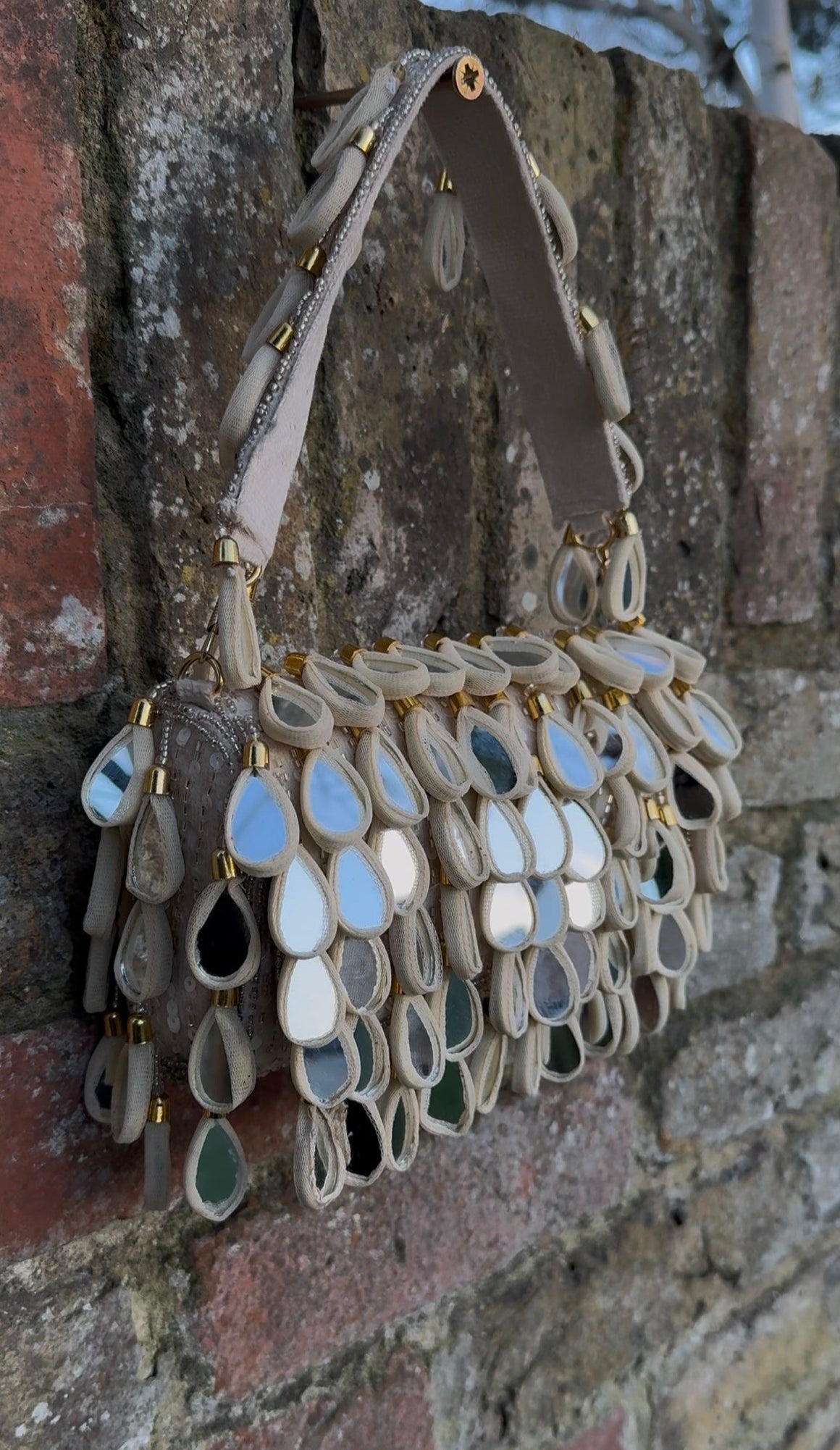 Bohemian Luxe Flap Bag: Cream Mirror Tassels