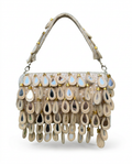 Bohemian Luxe Flap Bag: Cream Mirror Tassels
