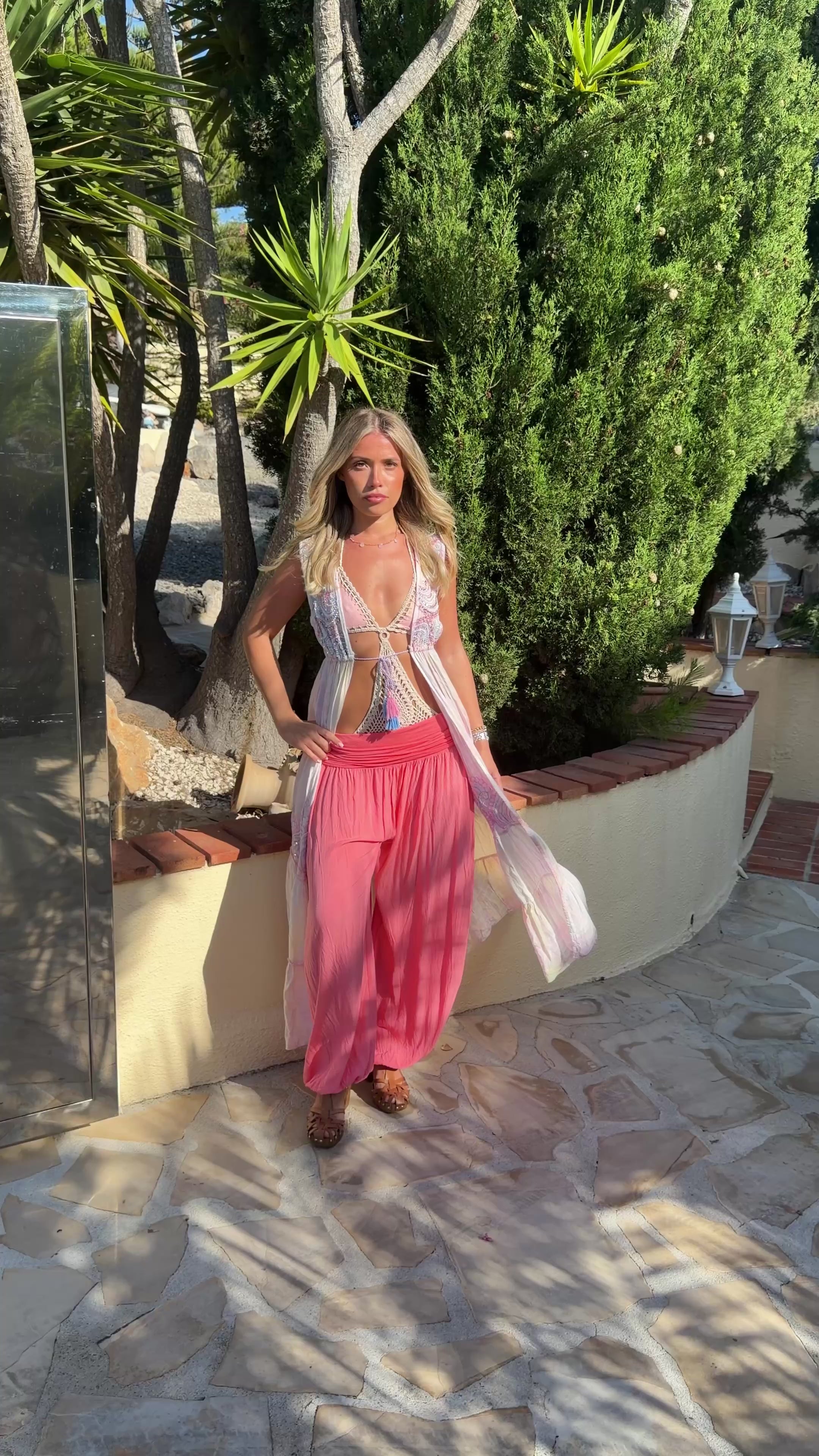 Boho Embellished Beachwear Kimono Cover- Up
