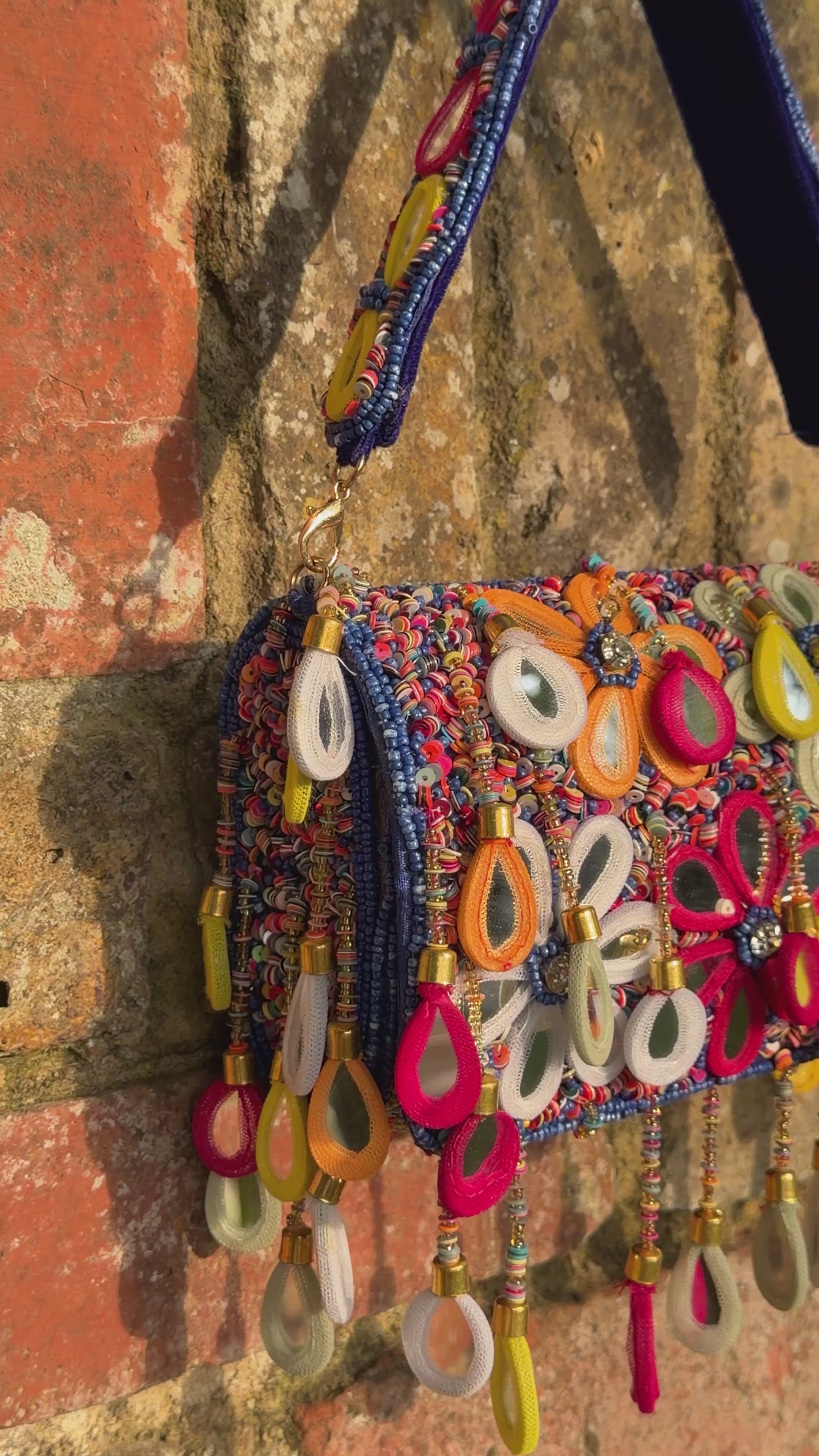 Wild Bloom Flap Bag in Electric Blue- NEW STYLE