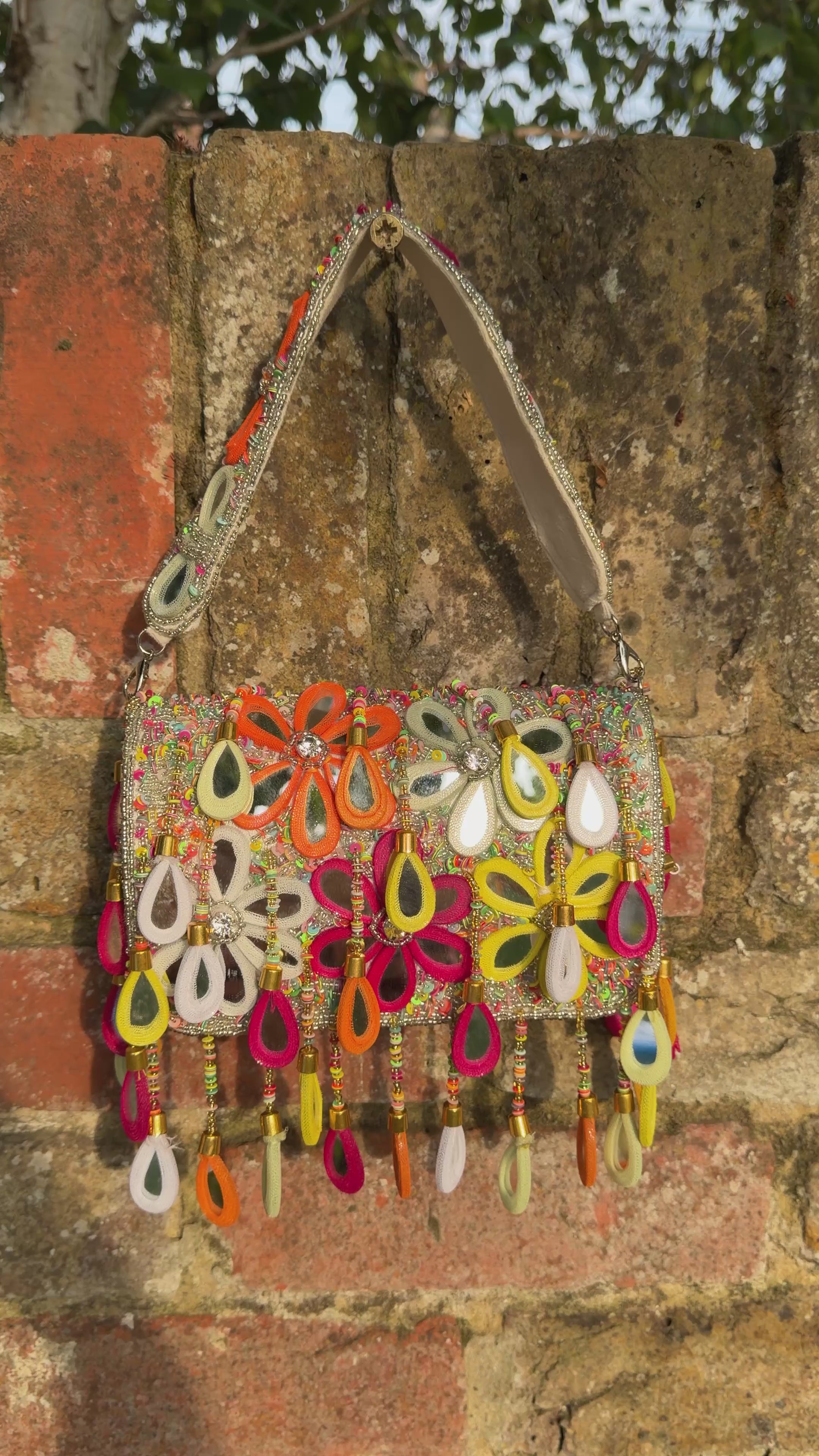 Wild Bloom Flap Bag in Silver - NEW STYLE