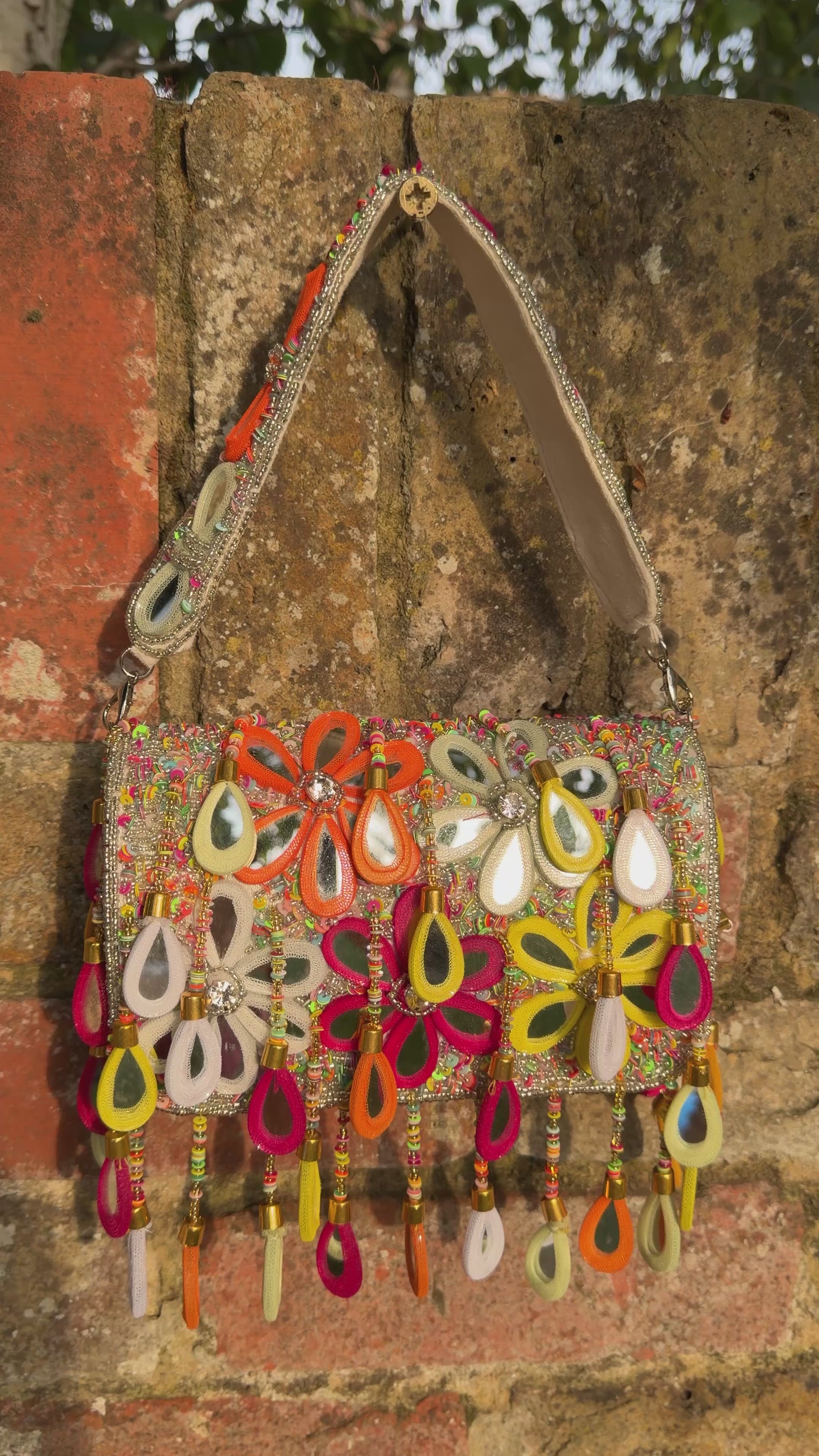 Wild Bloom Flap Bag in Silver - NEW STYLE